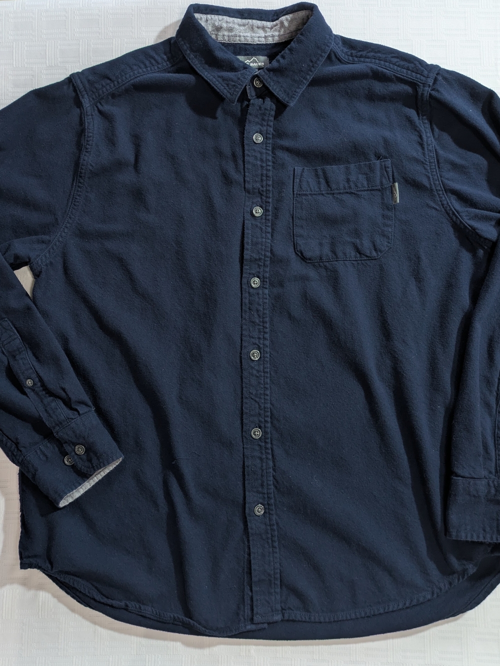 Eddie Bauer Solid Navy Blue Cotton Flannel Shirt - Men’s XL
